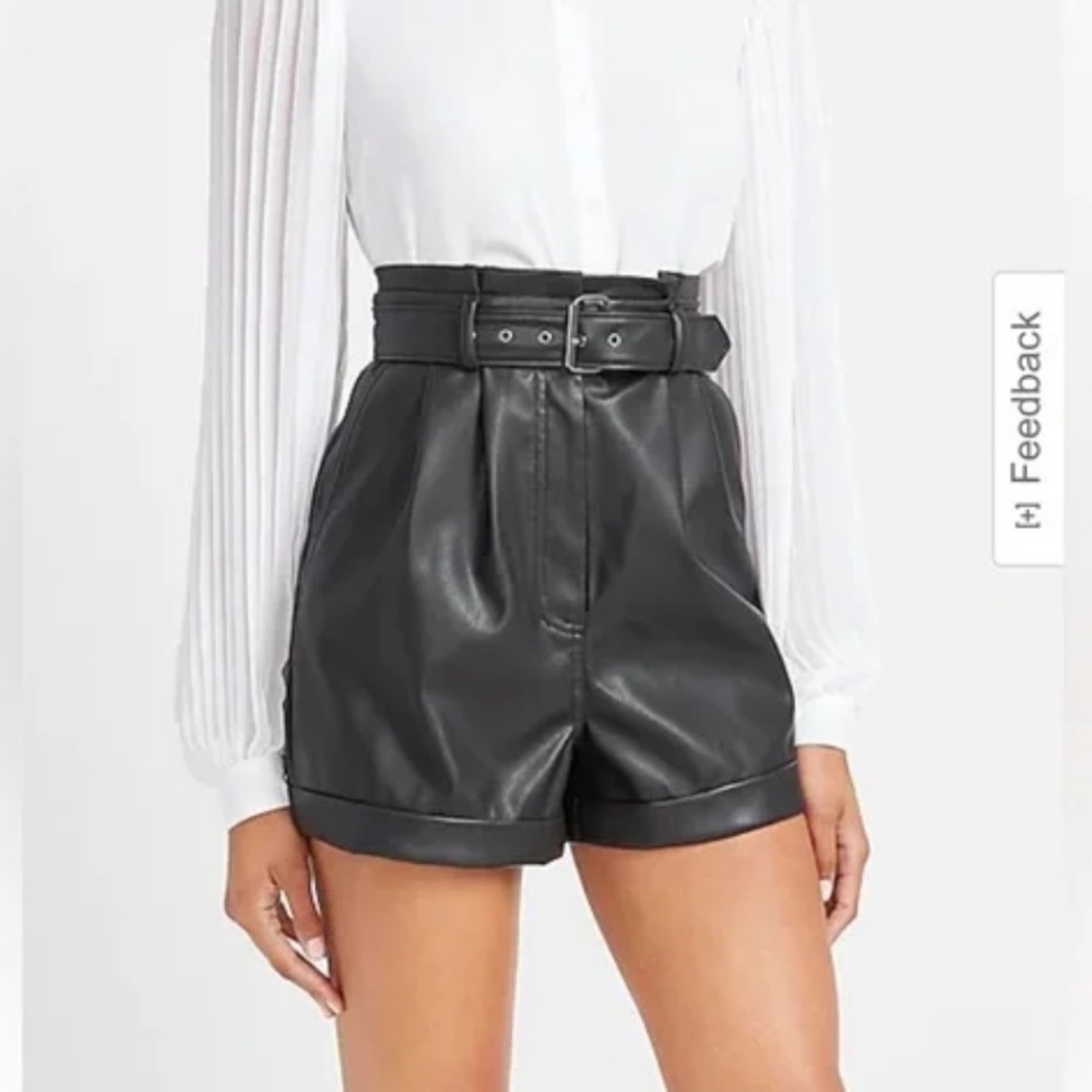 EXPRESS | High Waist Leather Shorts